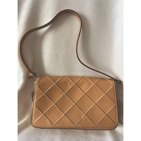 Lauren Ralph Lauren Tan Textured Stitched 100% Leather Purse, Vintage - Picture 1 of 14